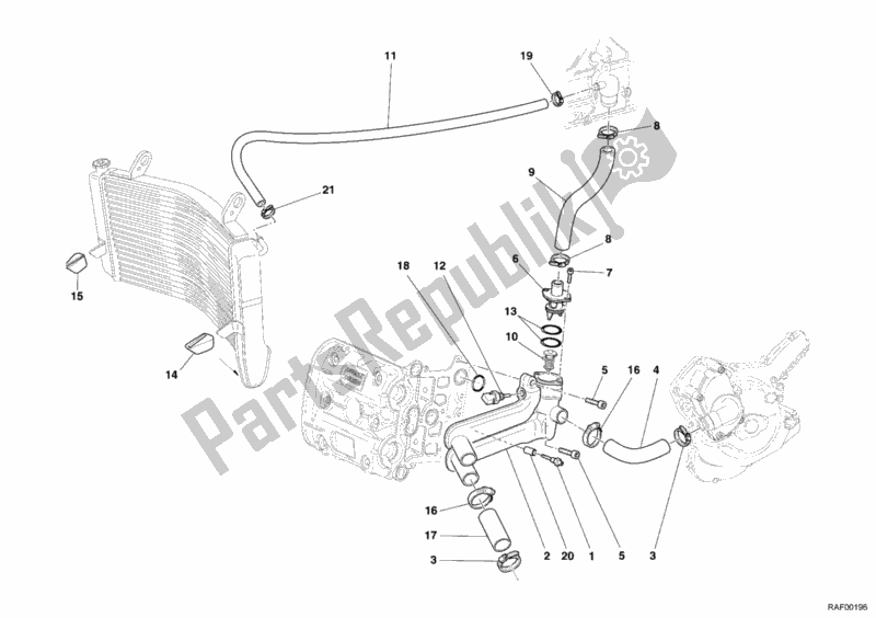 Alle onderdelen voor de Koelcircuit van de Ducati Superbike 999 S 2006